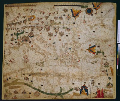 Marine Map of the Mediterranean Sea and the Black Sea by Petrus Roselli